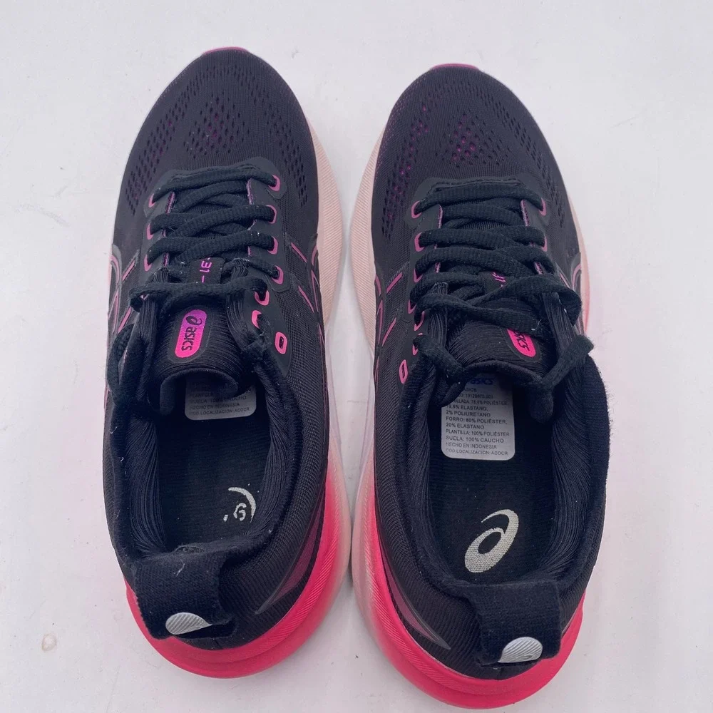 ASICS GEL-KAYANO 31 Running Shoes Womens 6 Black Pink Stability 1012B670 Sneaker